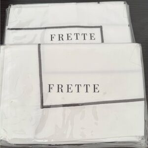 FRETTE ONE BOURDON STANDARD SHAMS ONE PAIR 100% COTTON PERCALE WHITE/GREY $230